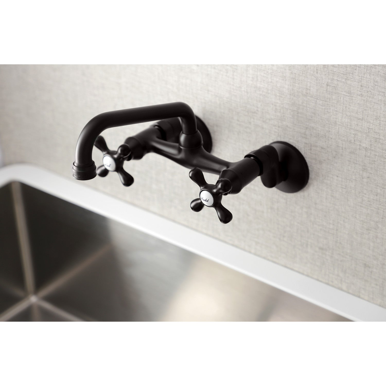 Kingston Heirloom KS213ORB - Kingston Two-Handle 2-Hole Wall Mount Bridge Kitchen Faucet, Oil Rubbed Bronze — thumbnail 2